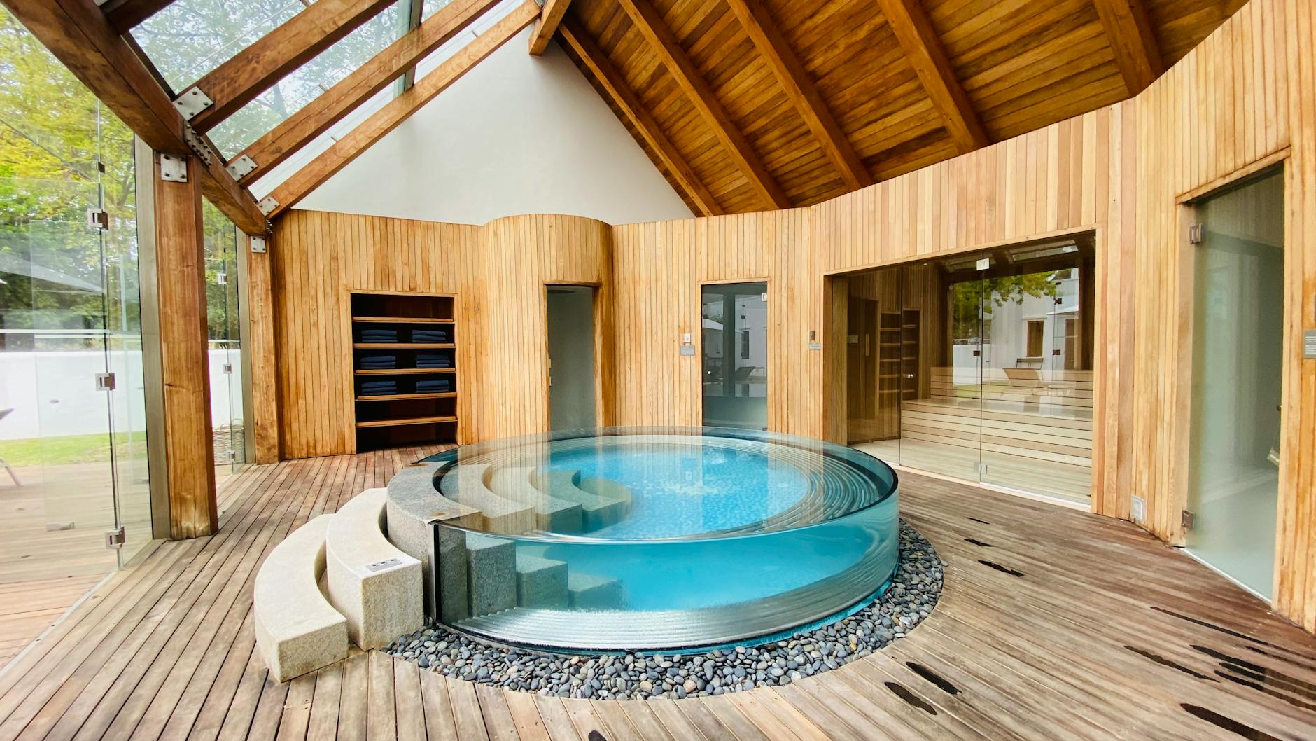 modern wooden interior with jacuzzi